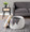 Tray ottoman in Silver Velvet, Natural Wood, featuring storage