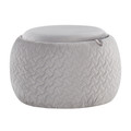 Tray Pouf Contemporary Ottoman in Natural Wood and Silver Velvet — product view