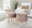 Tray ottoman in Light Brown Faux Fur, Natural Wood, featuring storage