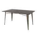 Oregon dining table in Antique Metal, Espresso Bamboo, back and side view, featuring metal design