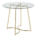 Cece Contemporary/Glam Dinette Table in Gold Steel with Clear Glass Top — product view