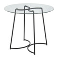 Cece table in Black Steel, Clear Glass, back and side view, featuring glass top