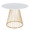 Canary dining table in Gold Metal, White MDF, side view, featuring metal design and wood design