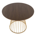 Canary dining table in Gold Metal, Walnut Wood, top view, featuring metal design and wood design