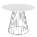 Canary Contemporary Dining Table in Silver Metal and White MDF — product view