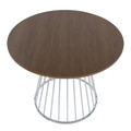 Canary dining table in Silver Metal, Walnut Wood, top view, featuring metal design and wood design