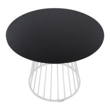 Canary dining table in White Metal, Black MDF, top view, featuring metal design and wood design