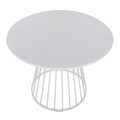 Canary dining table in White Metal, White MDF, top view, featuring metal design and wood design