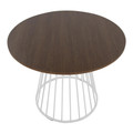 Canary dining table in White Metal, Walnut Wood, top view, featuring metal design and wood design