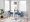 Cosmo Contemporary Dining Table in Black Metal and White Marble Top — lifestyle photo 3