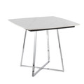 Folia Contemporary Dinette Table in Chrome Metal Base and Black Wood with White Marble Effect Ceramic Table Top — product view