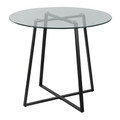 Cosmo Contemporary Dinette Table in Black Metal and Clear Tempered Glass — product view