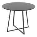Cosmo dining table in Black Metal, Black MDF, back and side view, featuring metal design and wood design