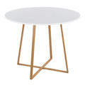 Cosmo Contemporary Dining Table in Natural Wood Transfer Metal and White MDF — product view