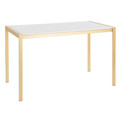 Fuji Modern/Glam Dining Table in Gold Metal with White Marble Top — product view