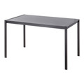 Fuji dining table in Black Metal, Black Wood, back and side view, featuring metal design and wood design