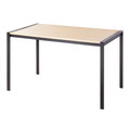 Fuji dining table in Black Metal, Natural Wood, back and side view, featuring metal design and wood design
