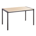 Fuji Contemporary Dining Table in Black Metal with Natural Wood Top — product view