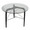 Trilogy table in Black Wood, Clear Glass, top view, featuring wood frame and glass top