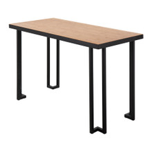 Roman desk in Black Steel, Natural Wood, back and side view, featuring metal design and wood design