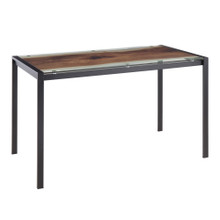 Live Edge Contemporary Table in Black Steel with Printed Glass Top — product view