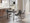 Live Edge Contemporary Table in Black Steel with Printed Glass Top — lifestyle photo 3