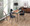 Live Edge Contemporary Table in Black Steel with Printed Glass Top — lifestyle photo 7