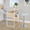 Display-ale Farmhouse Bar Set with Storage Space in White Metal, Natural Wood and White Pvc with Chrome Metal Footrest- 3 Piece — lifestyle photo 2