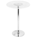 Spyra table in Chrome Metal, Clear Acrylic, Brown Pvc, close-up detail, featuring adjustable height