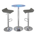 Spyra-ale Contemporary Adjustable Bar Set in Chrome Metal, Clear Acrylic with Light Up Tabletop, and Grey Pvc- 3 Piece — product view