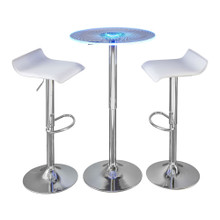 Spyra table in Chrome Metal, Clear Acrylic, White Pvc, product view, featuring adjustable height