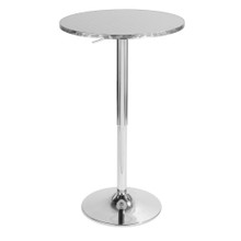 Ale table in Silver Metal, Black Pvc, Chrome Metal, close-up detail, featuring adjustable height