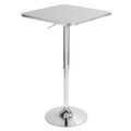 Ale table in Silver Metal, White Pvc, Chrome Metal, close-up detail, featuring adjustable height