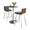 Mason Swivel Mid-Century Modern Counter Height Dining Set with Adjustable Table in Chrome Metal, Brown Wood Tabletop, Stainless Steel and Grey Faux Leather- 3 Piece — side view
