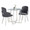 Cece-dahlia Contemporary Dining Set in Chrome Metal, Clear Glass Tabletop and Grey Fabric- 3 Piece — product view