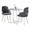 Cece-dahlia Contemporary Dining Set in Chrome Metal, Clear Glass Tabletop and Grey Fabric- 3 Piece — side view