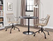 Dakota table in Black Metal, Black Wood, Antique Copper, Whitewashed Wood, featuring swivel and adjustable height