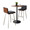 Pebble table in Black Metal, Walnut Wood, Black PU, Stainless Steel, product view, featuring swivel