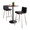 Pebble table in Black Metal, Walnut Wood, Black PU, Stainless Steel, back view, featuring swivel