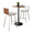 Pebble table in Black Metal, Walnut Wood, White PU, Stainless Steel, product view, featuring swivel