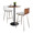 Pebble table in Black Metal, Walnut Wood, White PU, Stainless Steel, side view, featuring swivel