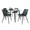 Clara-durango Contemporary Dining Set in Black Metal, Clear Glass and Green Vintage Faux Leather with Orange Zig Zag Stitching- 5 Piece — product view