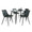 Clara-durango Contemporary Dining Set in Black Metal, Clear Glass and Green Vintage Faux Leather with Orange Zig Zag Stitching- 5 Piece — side view
