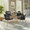 Canary table set in Gold Metal, Black MDF, Black PU, featuring faux leather design and leather design