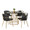 Canary table set in Gold Metal, Black MDF, Black PU, product view, featuring faux leather design and leather design