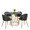 Canary table set in Gold Metal, Black MDF, Black PU, product view, featuring faux leather design and leather design