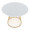 Canary table set in Gold Metal, White MDF, White PU, close-up detail, featuring faux leather design and leather design