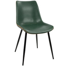 Canary table set in Black Metal, Black MDF, Green PU, close-up detail, featuring faux leather design and leather design