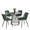Canary-durango Contemporary Dining Set in Black Metal, Black Mdf, and Green Faux Leather- 5 Piece — product view