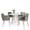 Canary table set in Silver Metal, White MDF, Chrome Metal, Grey PU, product view, featuring faux leather design and leather design
